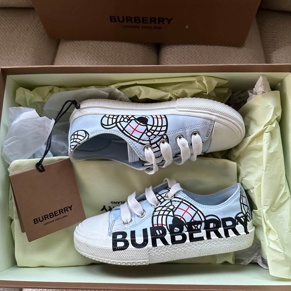 Burberry kids mini Larkhall sneakers in blue